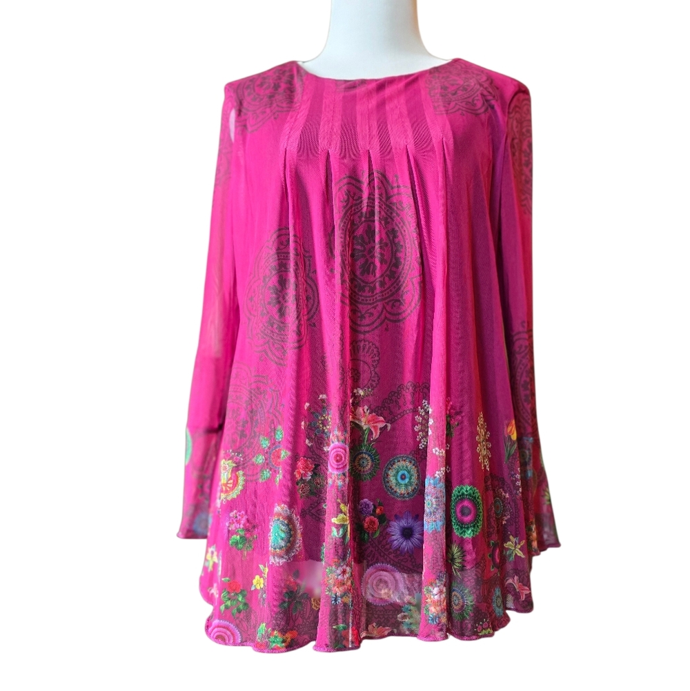 Desigual Women's Chruse Long Sleeve Shirt Pink Whimsigoth Y2K Size Small - Picture 4 of 7